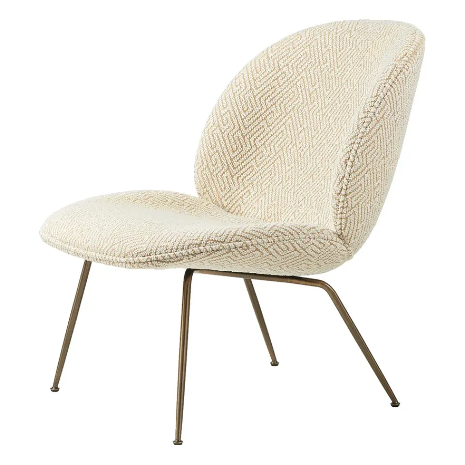 GUBI Armchairs & Footstools|Chairs*Beetle lounge chair - fully upholstered conic base, Dora boucle 0002-antique brass Beige