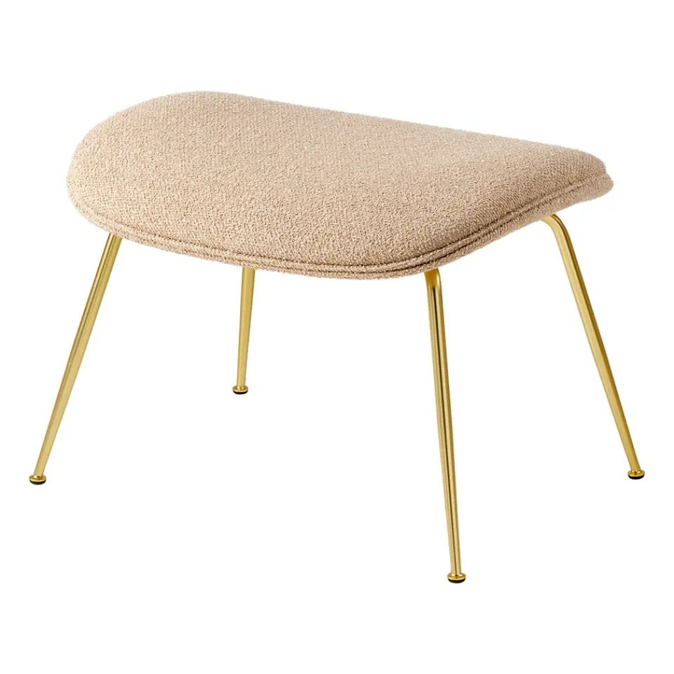 GUBI Armchairs & Footstools*Beetle Ottoman - upholstered foot stool, conic base, Around bouclé 004-brass Beige