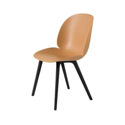 GUBI Chairs*Beetle Plastic chair, Amber , black leg Brown