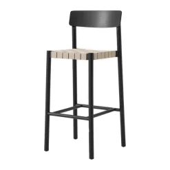 &Tradition Bar Stools*Betty TK15 Bar Chair 75 cm, Black lacquered ash-natural linen BlackBeige