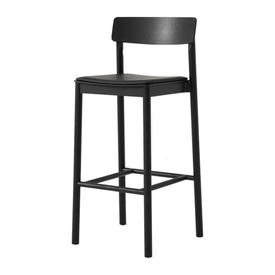 &Tradition Bar Stools*Betty TK17 Bar Chair 75 cm, Noble leather - laquered ash Black