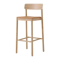 &Tradition Bar Stools*Betty TK17 Bar Chair 75 cm, Noble leather cognac-laquered solid oak BeigeBrown