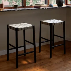 &Tradition Bar Stools*Betty TK7 barstool, , braided linen band seat Black