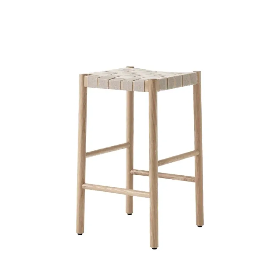&Tradition Bar Stools*Betty TK7 barstool, Oak, natural braided linen band seat Beige