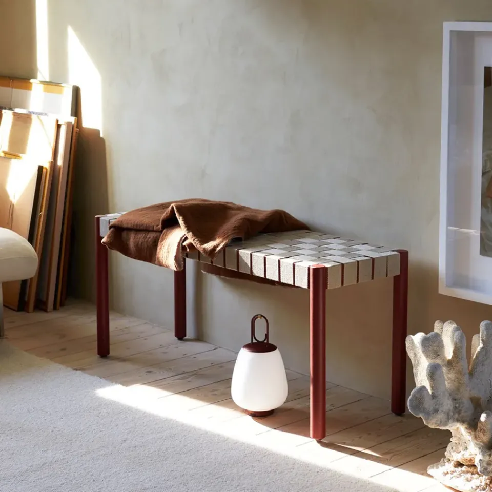 &Tradition Benches*Betty TK4 bench, Oak. natural braided linen seat Beige