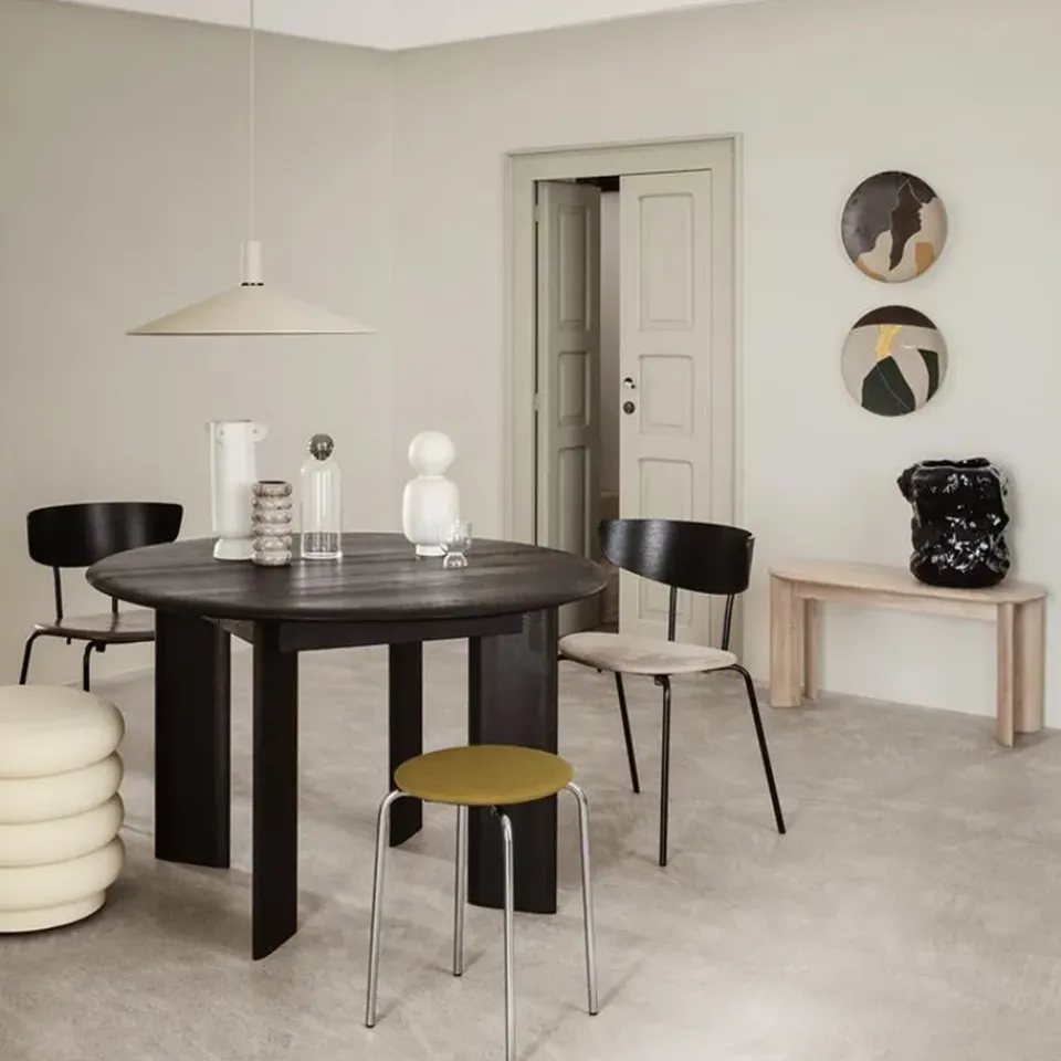 Ferm Living Dining Tables*Bevel dining table Ø117 cm, White-oiled oak Beige