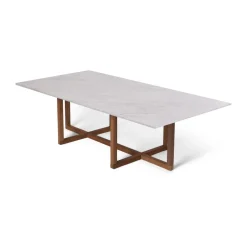 OX Denmarq Coffee Tables*Big Ninety coffee table 70x140 cm, smoked oak base, marble White