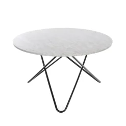 OX Denmarq Dining Tables*Big O Table dining table, Marble carrara. black stand White
