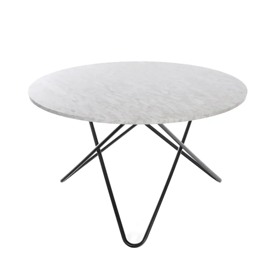 OX Denmarq Dining Tables*Big O Table dining table, Marble carrara. black stand White