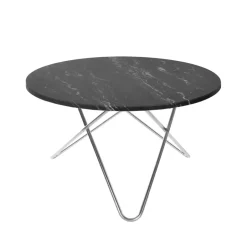 OX Denmarq Dining Tables*Big O Table dining table, Marble marquina. stainless steel stand Black
