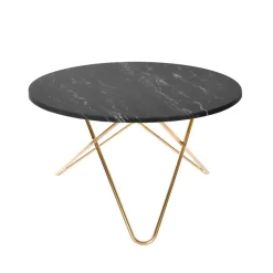 OX Denmarq Dining Tables*Big O Table dining table, Marble marquina. brass stand Black