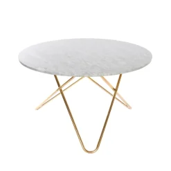 OX Denmarq Dining Tables*Big O Table dining table, Marble carrara. brass stand White