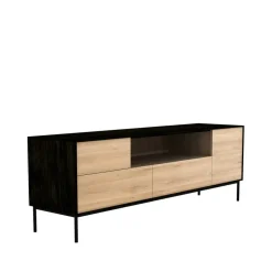 Ethnicraft T.V & Media Units|Dressers & Sideboards*Blackbird media unit, Black oak-Black metal legs Beige