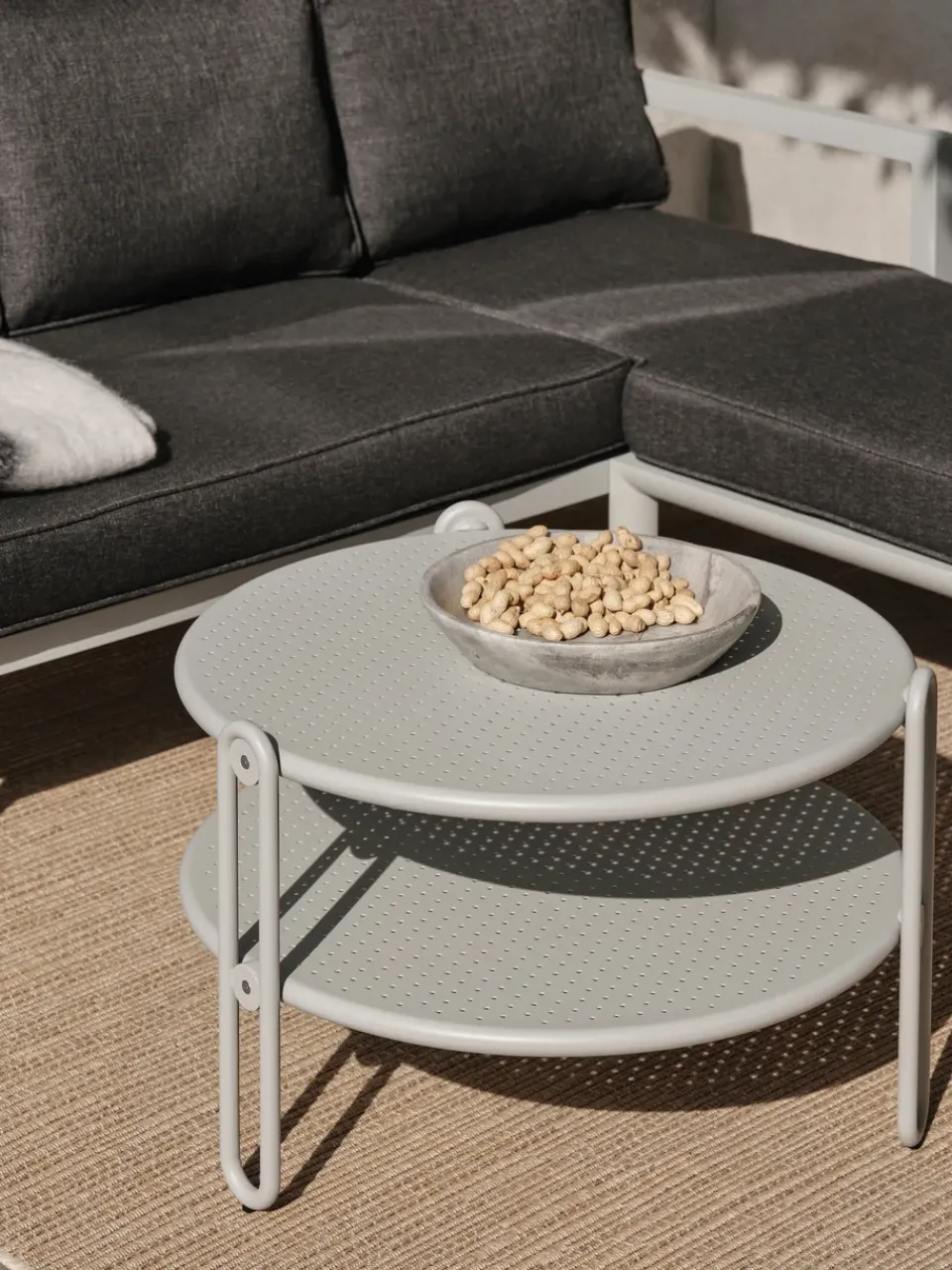 Brafab Table For Outdoor Use|Outdoor Lounge Furniture*Blixt coffee table, Light Ø85 cm Grey