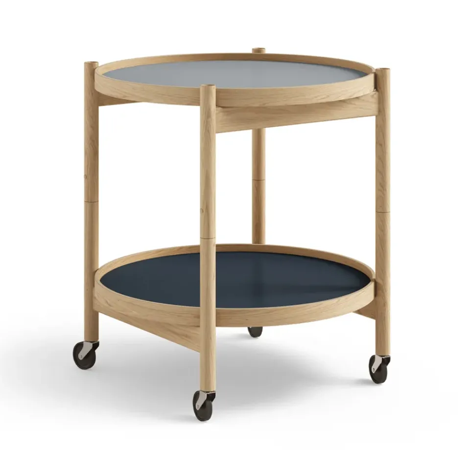 Brdr. Krüger Side Tables*Bølling Tray Table model 50, Water, oiled oak stand Blue