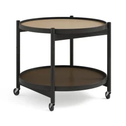 Brdr. Krüger Side Tables*Bølling Tray Table model 60, Earth, black lacquered oak stand Beige