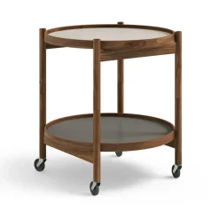 Brdr. Krüger Side Tables*Bølling Tray Table model 50, Stone, oiled walnut stand Grey