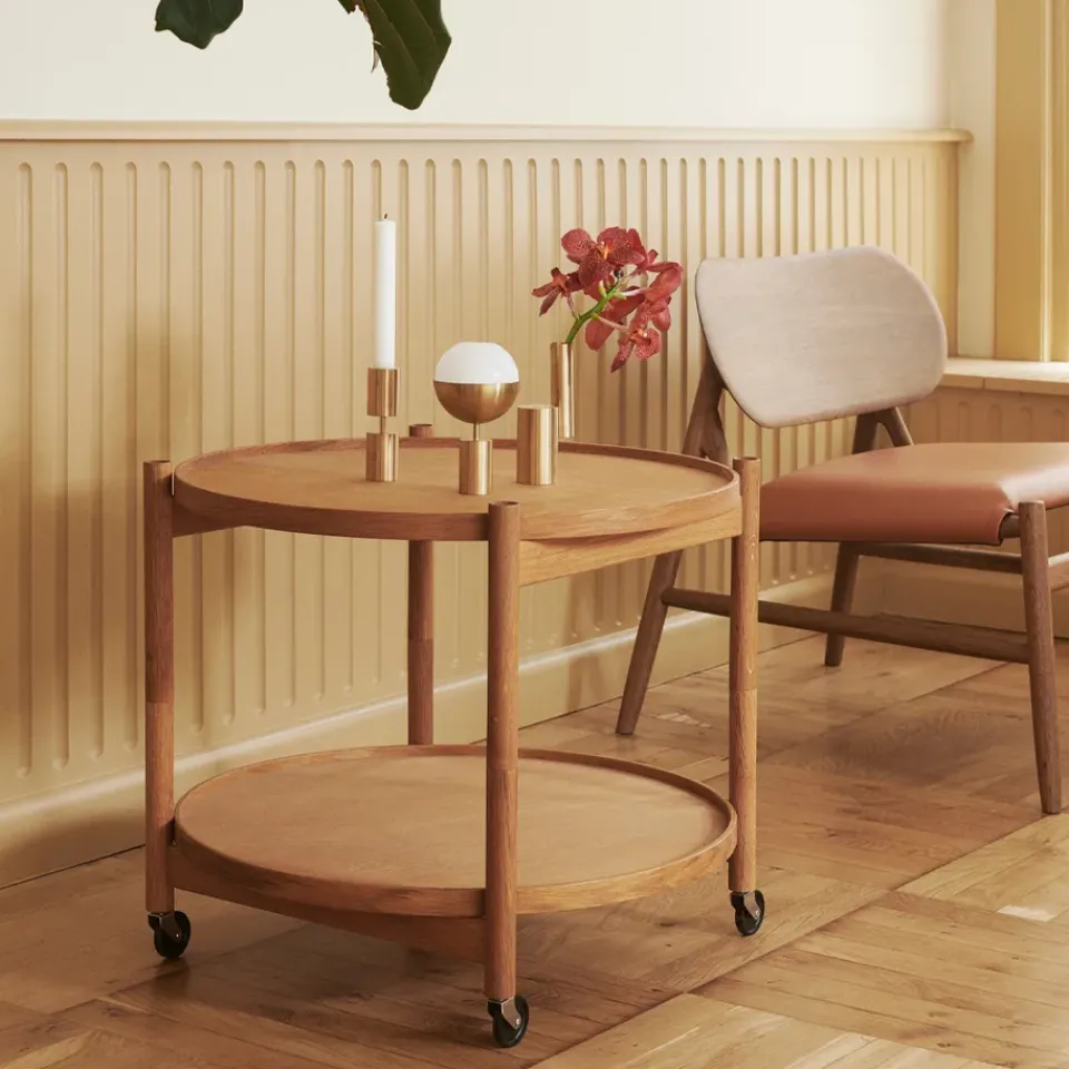 Brdr. Krüger Side Tables*Bølling Tray Table model 60, Stone, oiled beech stand Grey