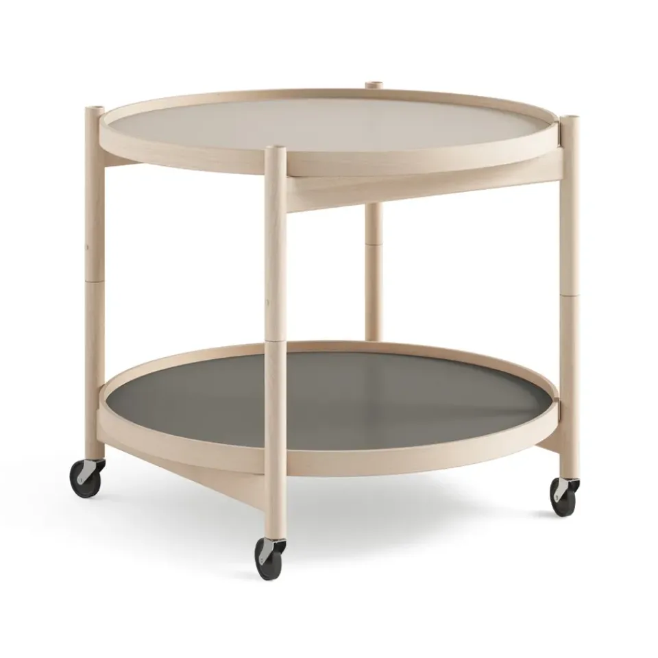 Brdr. Krüger Side Tables*Bølling Tray Table model 60, Stone, untreated beech stand Grey