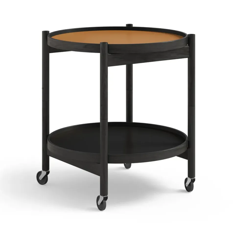 Brdr. Krüger Side Tables*Bølling Tray Table model 50, Clay, black lacquered oak stand Orange