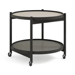 Brdr. Krüger Side Tables*Bølling Tray Table model 60, Stone, black lacquered oak stand Grey