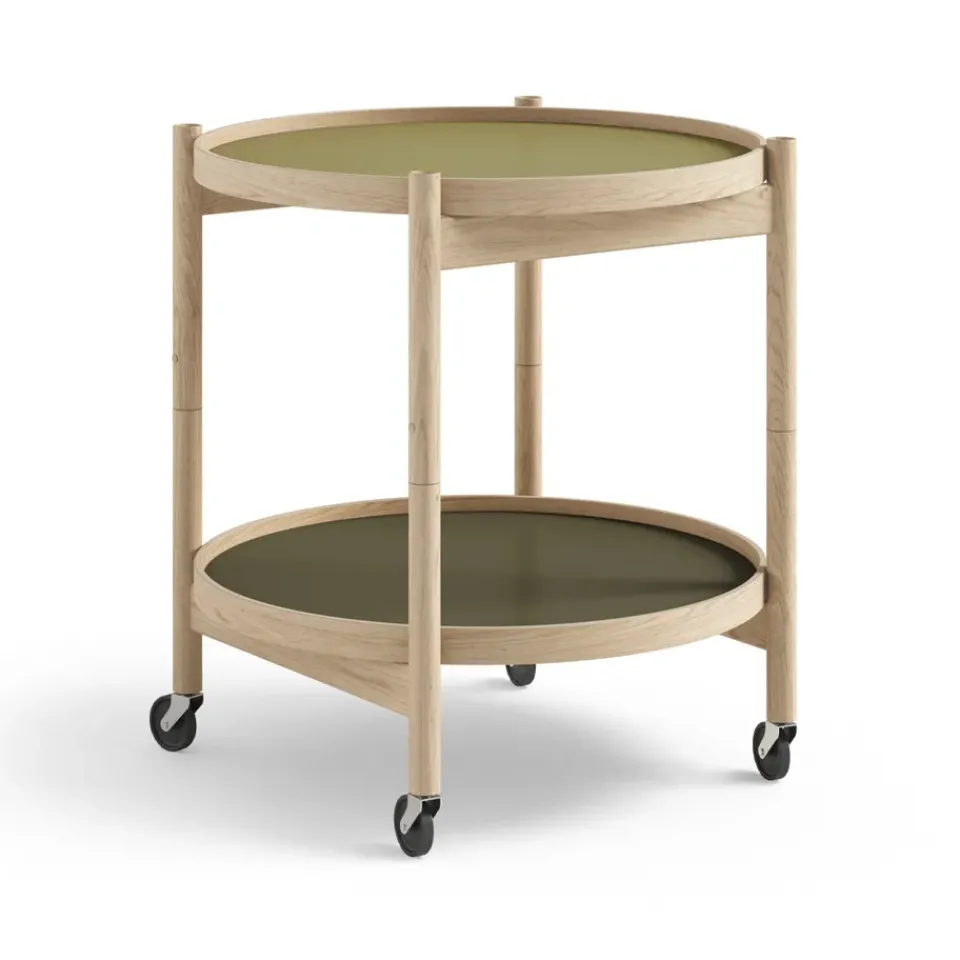 Brdr. Krüger Side Tables*Bølling Tray Table model 50, Leaf, untreated oak stand Green