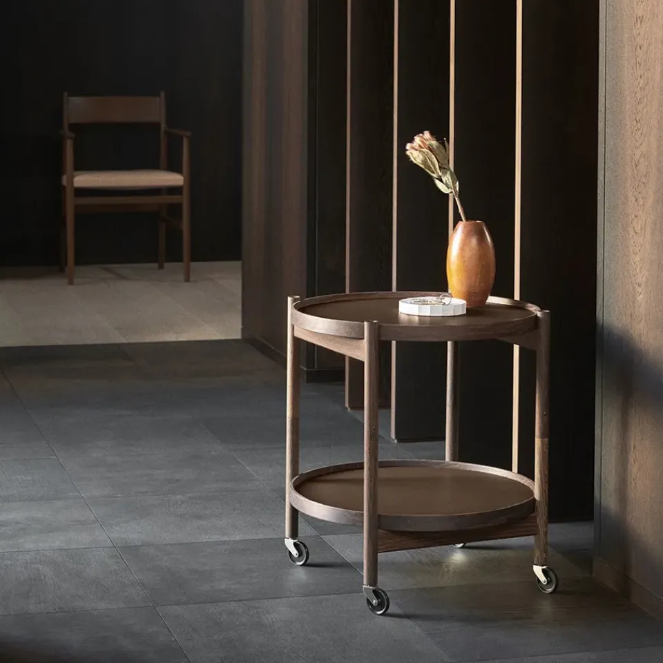 Brdr. Krüger Side Tables*Bølling Tray Table model 50, Stone, oiled oak stand Grey