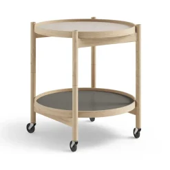Brdr. Krüger Side Tables*Bølling Tray Table model 50, Stone, untreated oak stand Grey