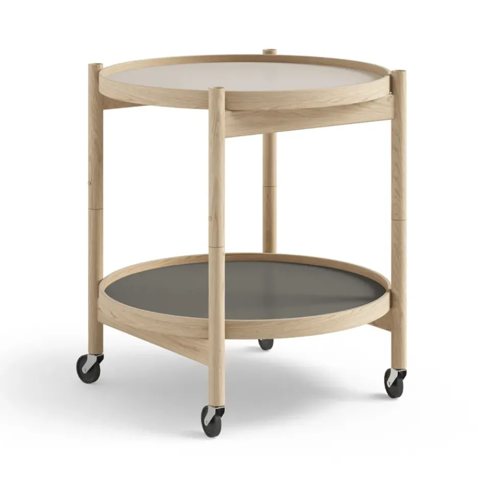 Brdr. Krüger Side Tables*Bølling Tray Table model 50, Stone, untreated oak stand Grey