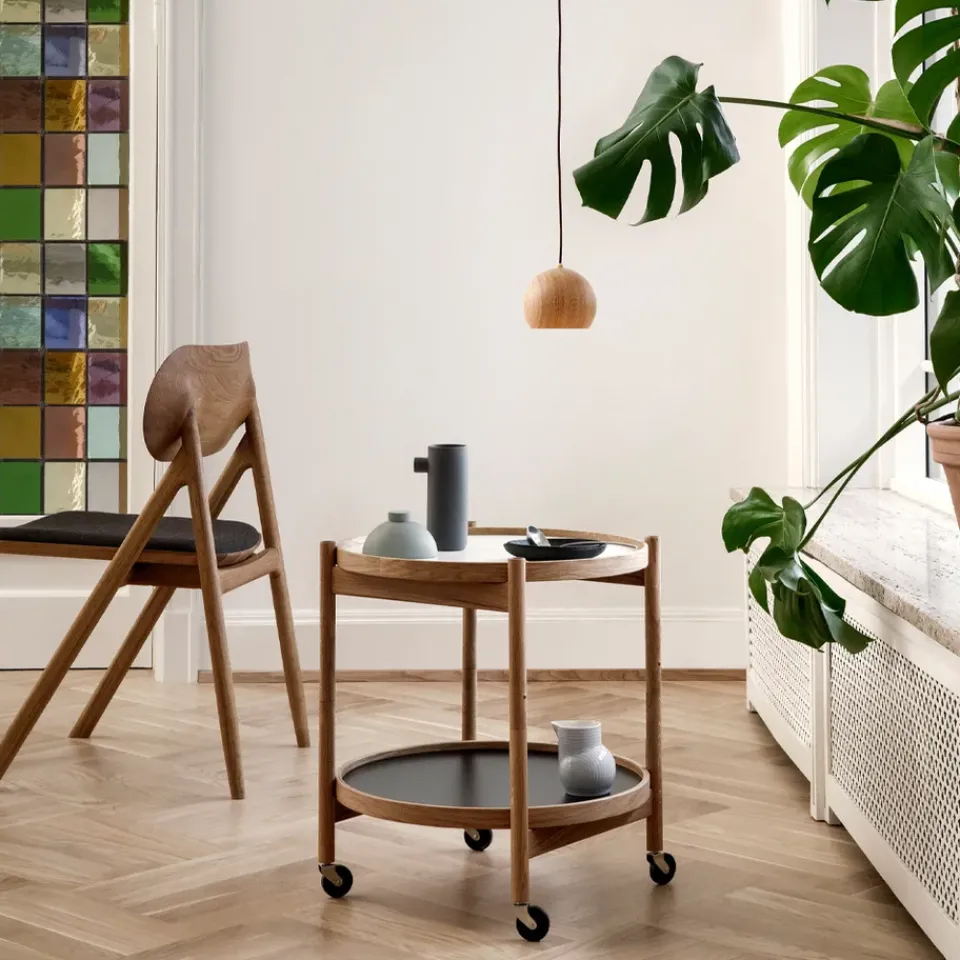 Brdr. Krüger Side Tables*Bølling Tray Table model 50, Clay, oiled beech stand Orange