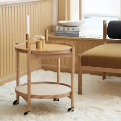 Brdr. Krüger Side Tables*Bølling Tray Table model 50, Clay, oiled beech stand Orange