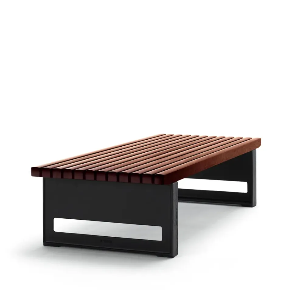 Byarums bruk Garden Sofas & Garden Benches*Block bench, Mahogany, wide, black stand BrownBlack