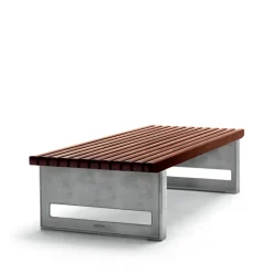 Byarums bruk Garden Sofas & Garden Benches*Block bench, Mahogany, wide, raw aluminum stand BrownSilver-coloured