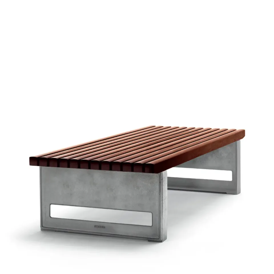 Byarums bruk Garden Sofas & Garden Benches*Block bench, Mahogany, wide, raw aluminum stand BrownSilver-coloured