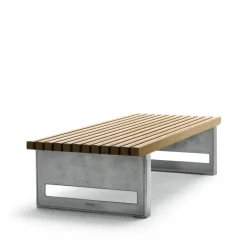 Byarums bruk Garden Sofas & Garden Benches*Block bench, Oak oil, wide, raw aluminum stand Beige