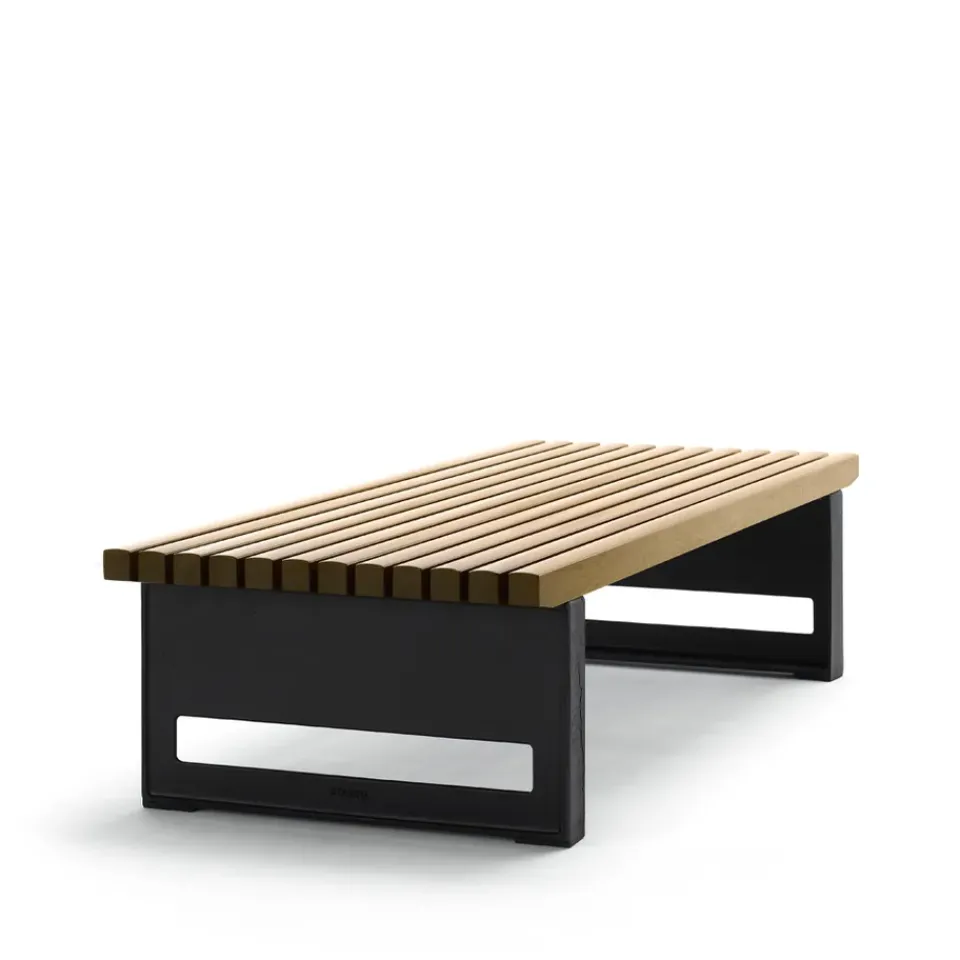 Byarums bruk Garden Sofas & Garden Benches*Block bench, Oak oil, wide, black stand Beige