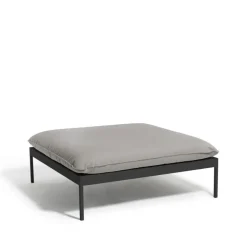 Skargaarden Seating*Bönan foot stool, Sunbrella Sling light , dark aluminium frame Grey