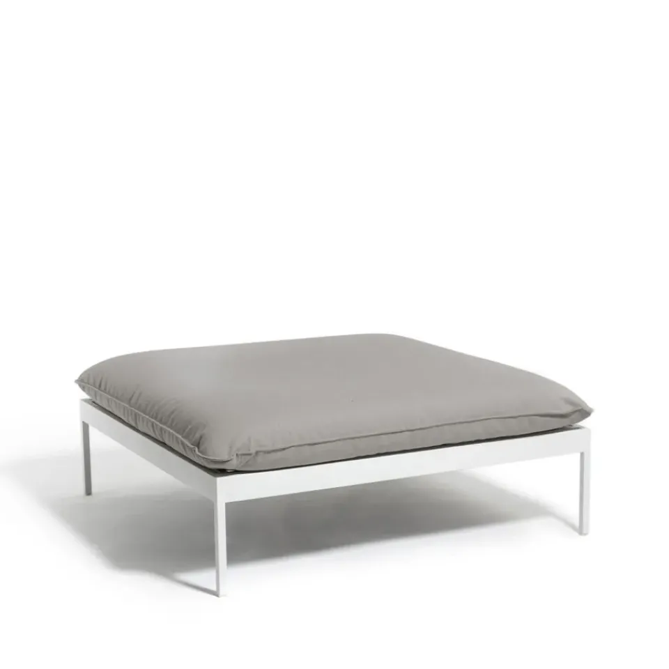 Skargaarden Seating*Bönan foot stool, Sunbrella Sling light , light aluminium frame Grey