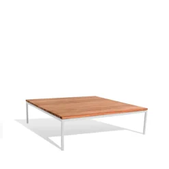 Skargaarden Table For Outdoor Use|Outdoor Lounge Furniture*Bönan lounge table, Teak, large, light grey aluminium frame Brown