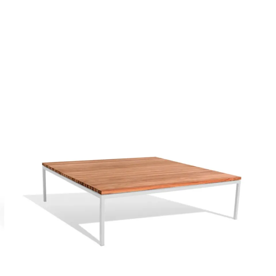 Skargaarden Table For Outdoor Use|Outdoor Lounge Furniture*Bönan lounge table, Teak, large, light grey aluminium frame Brown