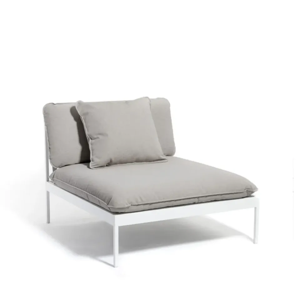 Skargaarden Garden Sofas & Garden Benches|Outdoor Lounge Furniture*Bönan modular sofa, Sunbrella Sling light , 1-seat, l. aluminium frame Grey