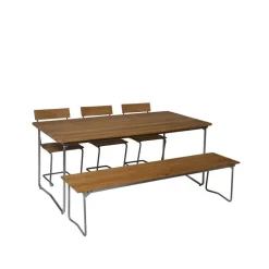 Grythyttan Stålmöbler Garden Sofas & Garden Benches*Bänk 9 bench, Oak oil-170 cm-hot-dip galvanized Beige