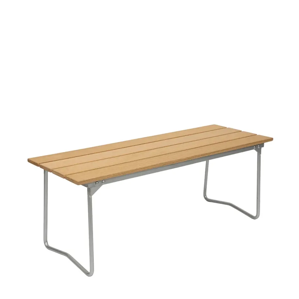 Grythyttan Stålmöbler Garden Sofas & Garden Benches*Bänk 8 bench, Oak oil-hot-dip galvanized steel frame Beige