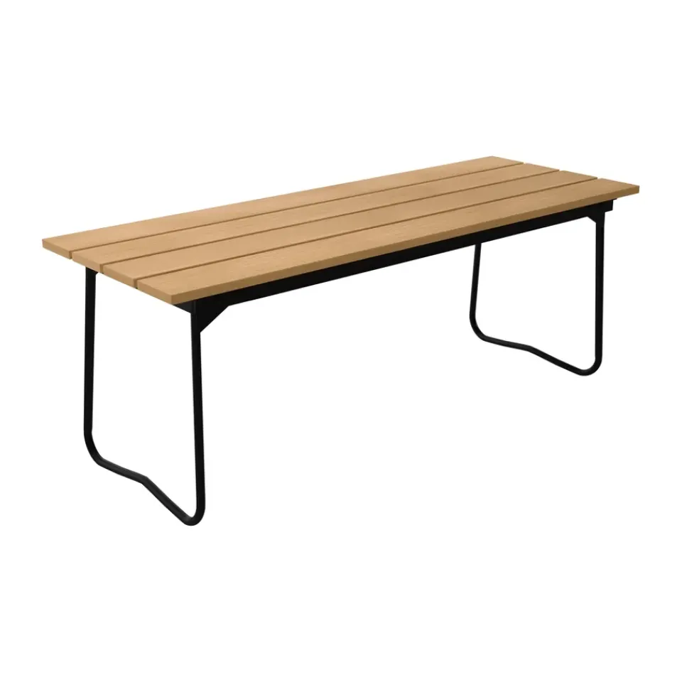 Grythyttan Stålmöbler Garden Sofas & Garden Benches*Bänk 8 bench, Oiled oak–black steel frame BeigeBlack
