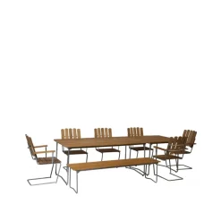 Grythyttan Stålmöbler Garden Sofas & Garden Benches*Bänk 9 bench, Teak-170 cm-hot-dip galvanized Brown