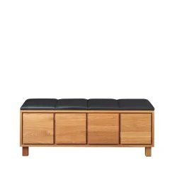 Scherlin Benches*Bänk 6, Leather . oiled oak fframee Black