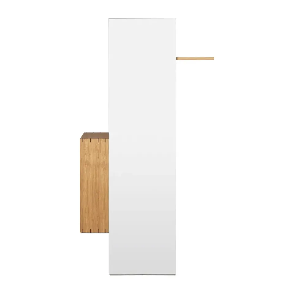 Ferm Living Hat Rack & Hat Shelves*Bon hallway cabinet coat rack with mirror, Oiled Oak Brown