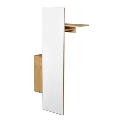 Ferm Living Hat Rack & Hat Shelves*Bon hallway cabinet coat rack with mirror, Oiled Oak Brown