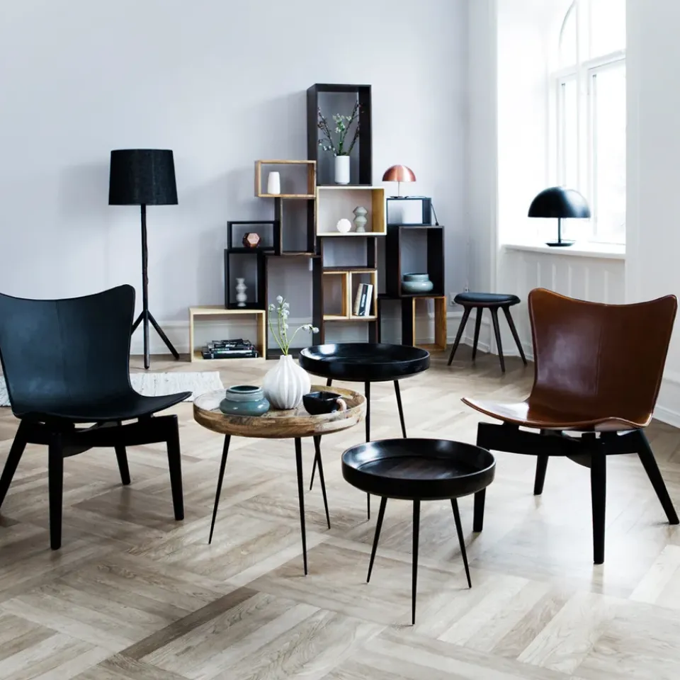 Mater Coffee Tables*Bowl Small table, mango sirka grey. black stand Brown