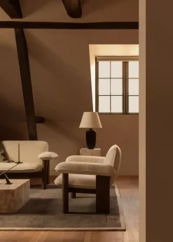 Audo Copenhagen Armchairs & Footstools|Chairs*Brasilia armchair low back, Walnut-Nature sheepskin curly Beige